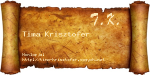 Tima Krisztofer névjegykártya